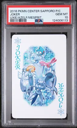 2016 POKEMON CENTER SAPPORO PLAYING CARDS UXIE/AZELF/MESPRIT JOKER PSA 10 - Image 1