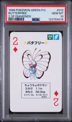 1996 POKEMON GREEN VERSION PLAYING CARDS 2 OF DIAMONDS #012 BUTTERFREE PSA 10 - Image 1