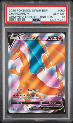 2020 POKEMON SWSH CHAMPION'S PATH ETB PROMO #050 CHARIZARD V PSA 10 - Image 1