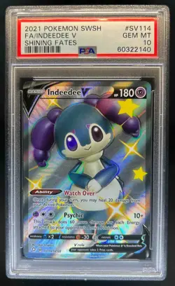 2021 Pokemon SWSH Shining Fates Indeedee V Shiny Vault #SV114/SV122 PSA 10 - Image 1