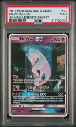 PSA 9 Mewtwo GX Shining Legends Secret Full Alt Art Pokemon Card #78 Look - Image 1