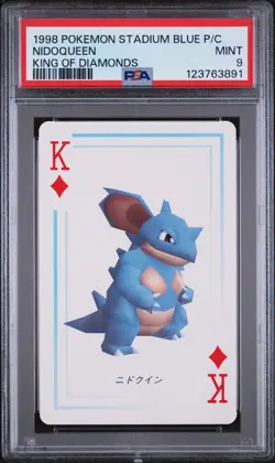 1998 POKEMON STADIUM BLUE VERSION PLAYING CARDS KING OF DIAMONDS NIDOQUEEN PSA 9 - Image 1