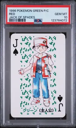 1996 POKEMON GREEN VERSION PLAYING CARDS JACK OF SPADES RED PSA 10 - Image 1