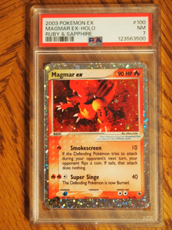 Pokemon 2003 Ruby Sapphire Magmar EX ultra rare holo card, PSA 7 - Image 1