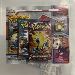 Pokemon XY 3-Pack Blister - Phantom Forces / Flashfire - Mega Kangaskhan Pin - Image 1