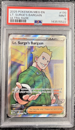 2025 POKEMON MEG EN LT. SURGE'S BARGAIN ULTRA RARE #170 💎 PSA 9 - Image 1