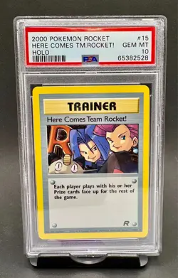 PSA 10 Here Comes Team Rocket #15 Holo 2000 Pokemon Rocket GEM MINT - Image 1