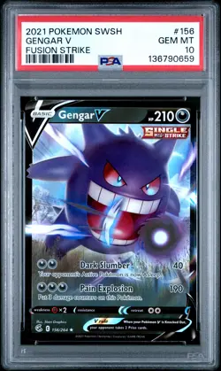 2021 POKEMON SWORD & SHIELD FUSION STRIKE #156 GENGAR V PSA 10 - Image 1