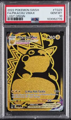2022 POKEMON SWORD & SHIELD LOST ORIGIN #TG29 FULL ART/PIKACHU VMAX PSA 10 - Image 1