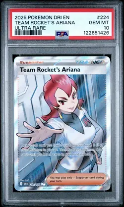 2025 POKEMON DRI EN-DESTINED RIVALS ULTRA RARE #224 TEAM ROCKET'S ARIANA PSA 10 - Image 1