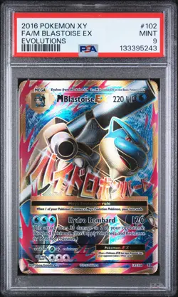 2016 POKEMON XY EVOLUTIONS #102 FULL ART/M BLASTOISE EX PSA 9 - Image 1