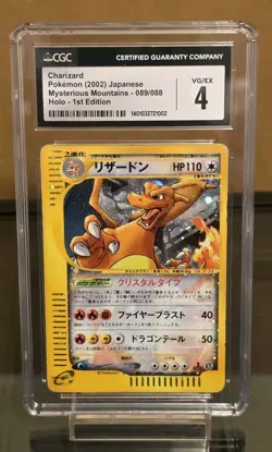 Pokemon Charizard Holo 2002 089/088 Mysterious Mountains 1ST ED. Japanese CGC 4 - Image 1