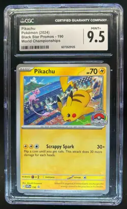 2023-25 Pokemon SV Black Star Promos Pikachu World Championships #190 CGC 9.5 - Image 1