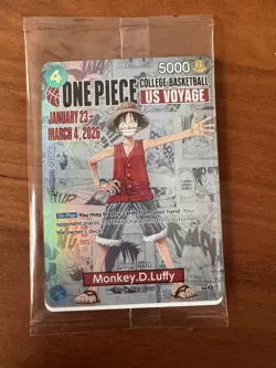 Bandai Monkey.D.Luffy One Piece CCG College Basketball US Voyage Promo Card - Image 1