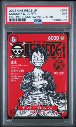 2025 ONE PIECE JPN PROMOS ONE PIECE MAGAZINE VOL.20 #014 MONKEY D. LUFFY PSA 7 - Image 1