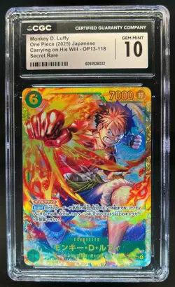 2025 One Piece Japanese Monkey D Luffy Secret Rare #OP13-118 CGC 10 - Image 1