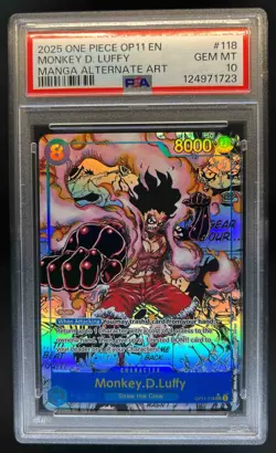 2025 One Piece Monkey.D.Luffy Manga Alt Art #OP11-118 PSA 10 - Image 1
