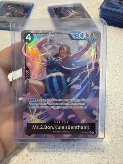 One Piece Card Game Mr.2.Bon.Kurei (Bentham) OP14-091 SR Holo 5000 Power Bandai - Image 1