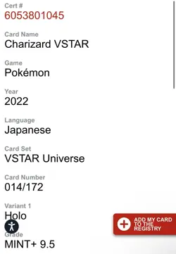 Charizard VSTAR 014/172 S12a: Vstar Universe Holo Japanese CGC MINT 9.5 Pokemon - Image 3