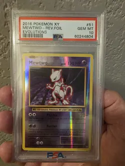 PSA 10 GEM MINT 2016 Pokemon XY Mewtwo Reverse Foil Holo #51 Evolutions LOW POP - Image 1