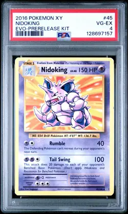 2016 POKEMON XY EVOLUTIONS PRERELEASE KIT #45 NIDOKING PSA 4 - Image 1