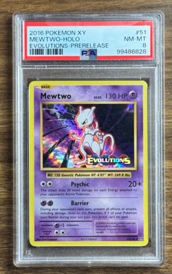 2016 Pokemon XY Evolutions Prerelease #51 Mewtwo - Holo PSA 8 MINT - Image 1