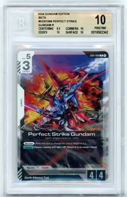BGS Pristine 10 Gundam Card Game Perfect Strike Gundam GD01-068 R - Gundam Beta - Image 1