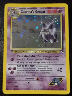 Pokemon Sabrina's Gengar Holo Rare Card 14/132 Gym Heroes - Image 1