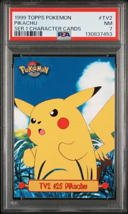 1999 TOPPS POKEMON SERIES 1 CHARACTER CARDS #TV2 PIKACHU PSA 7 - Image 1