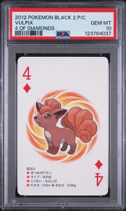2012 POKEMON BLACK 2 PLAYING CARDS 4 OF DIAMONDS VULPIX PSA 10 - Image 1
