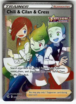 Chili & Cilan & Cress (Secret) 273/264 SWSH08: Fusion Strike NM Pokemon Card TCG - Image 1
