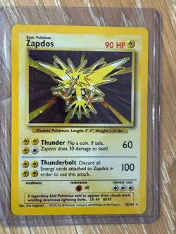 Pokemon TCG Zapdos Base Set Holo Unlimited Rare Card 16/102 - Image 1