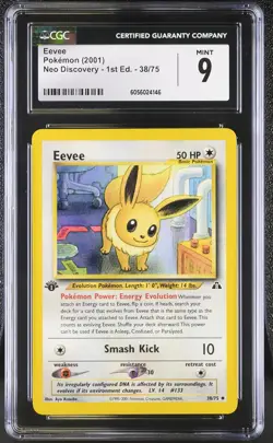 CGC 9 MINT Eevee Neo Discovery 1st Edition 38/75 Pokemon Card - Image 1