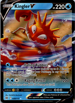Kingler V 028/172 Brilliant Stars Ultra Rare Holo Pokemon TCG Card NM Foil - Image 1