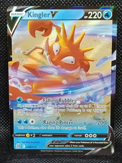 Kingler V 028/172 Brilliant Stars Pokemon TCG Ultra Rare Card NM - Mint - Image 1