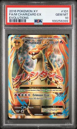 2016 POKEMON XY EVOLUTIONS #101 FULL ART/M CHARIZARD EX PSA 10 - Image 1