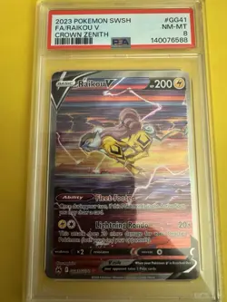 Pokemon Raikou V GG41/GG70 Crown Zenith Holo Ultra Rare PSA 8 - Image 1