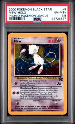 2000 POKEMON PROMO BLACK STAR POKEMON LEAGUE #9 MEW-HOLO PSA 8.5 - Image 1