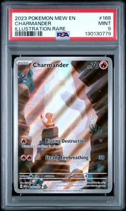 2023 POKEMON MEW EN-151 ILLUSTRATION RARE #168 CHARMANDER PSA 9 - Image 1