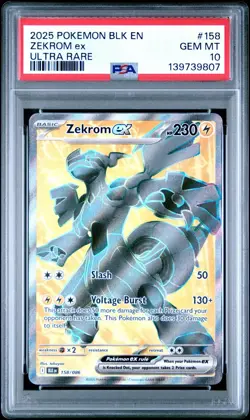 2025 POKEMON BLK EN-BLACK BOLT ULTRA RARE #158 ZEKROM EX PSA 10 - Image 1