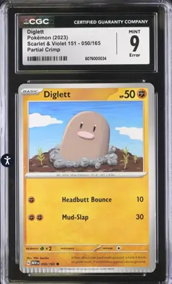 Pokemon TCG Diglett 050/165 Scarlet & Violet 151 ERROR Crimp CGC 9 🔥 - Image 1
