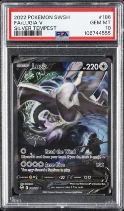 2022 POKEMON SWORD & SHIELD SILVER TEMPEST #186 FULL ART/LUGIA V PSA 10 - Image 1