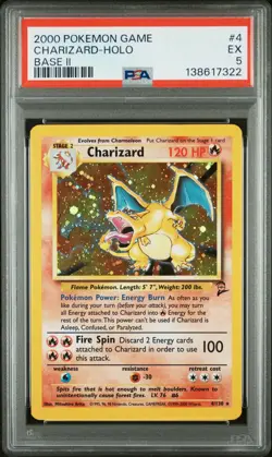 2000 POKEMON BASE SET 2 #4 CHARIZARD-HOLO PSA 5 - Image 1