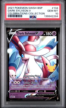 2021 POKEMON SWSH BLACK STAR PROMO CELEBRATIONS COLL #134 DARK SYLVEON V PSA 10 - Image 1