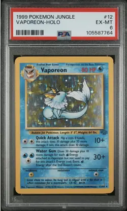 1999 Pokemon Jungle Unlimited Vaporeon Holo #12 PSA 6 EX-MT - Image 1