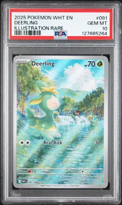2025 POKEMON WHT EN-WHITE FLARE ILLUSTRATION RARE #091 DEERLING PSA 10 - Image 1