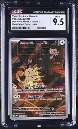 Team Rocket's Meowth *CGC 9.5* Illustration Rare *Destined Rivals* #203 *Pokemon - Image 1