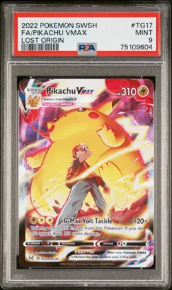 2022 POKEMON SWORD & SHIELD LOST ORIGIN #TG17 FULL ART/PIKACHU VMAX PSA 9 - Image 1