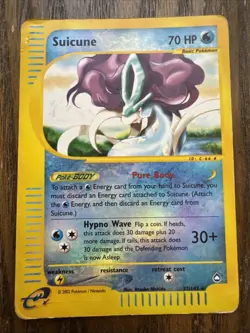 Pokemon 2002 Suicune TCG Reverse Holo Rare Card Aquapolis 37/147 Heavily Played - Image 1