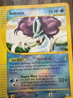 Pokemon 2002 Suicune TCG Reverse Holo Rare Card Aquapolis 37/147 Heavily Played - Image 3